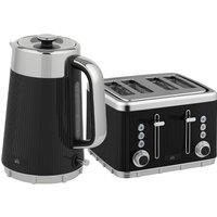 HOMCOM Electric Kettle and Toaster Set, 3000W 1.7L UK Strix Thermostat Rapid Boil Jug Kettle with Limescale Filter, Cool Touch Body, 4 Slice Toaster with 7 Browning Controls, Crumb Tray, Black