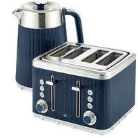 HOMCOM Electric Stainless Steel Kettle and Toaster Set, 3000W 1.7L UK Strix Thermostat Dark Blue