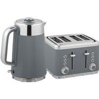 HOMCOM Electric Kettle and Toaster Set, 3000W 1.7L UK Strix Thermostat Rapid Boil Jug Kettle with Limescale Filter, Cool Touch Body, 4 Slice Toaster with 7 Browning Controls, Crumb Tray, Grey