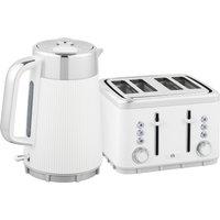 HOMCOM Electric Kettle and Toaster Set, 3000W 1.7L UK Strix Thermostat Rapid Boil Jug Kettle with Limescale Filter, Cool Touch Body, 4 Slice Toaster with 7 Browning Controls, Crumb Tray, White