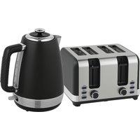 HOMCOM Stainless Steel Kettle and Toaster Set, 1.7L 3000W Rapid Boil Jug Kettle with UK Strix Thermostat, Limescale Filter, 4 Slice Toaster with 7 Browning Controls, Crumb Tray, Black and Silver Tone