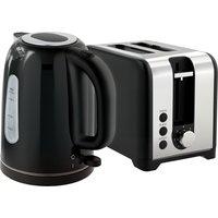 HOMCOM Simple Polished Toaster and Kettle Set - Black