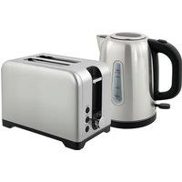 HOMCOM Simple Polished Toaster and Kettle Set - Silver Tone