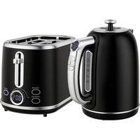 HOMCOM Polished Retro 40-100C Kettle and Toaster Set - Black