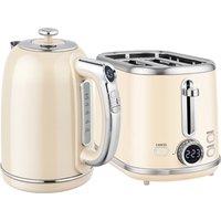 HOMCOM Polished Retro 40-100C Kettle and Toaster Set - Cream