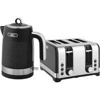HOMCOM Sleek Textured Kettle and Four-Slice Toaster Set - Black