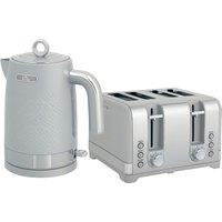 HOMCOM Sleek Textured Kettle and Four-Slice Toaster Set - Grey