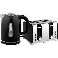 HOMCOM Kettle and Toaster Set, 1.7L 3000W Rapid Boil Jug Kettle with Strix Thermostat, Limescale Filter, 4 Slice Toaster with 7 Browning Controls, Crumb Tray, Black