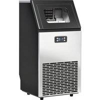 HOMCOM Commercial Ice Maker Machine, Freestanding Stainless Steel Ice Machine with Self-Cleaning, LCD Display, 45kg/24 Hours and 11kg Storage for Home, Office, Bar, Restaurant
