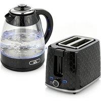 HOMCOM Kettle and Toaster Set, 1.7L 3000W Rapid Kettle with Limescale Filter, 2 Slice Toaster with 7 Browning Controls, Black