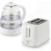 HOMCOM Kettle and Toaster Set, 1.7L 3000W Rapid Kettle with Limescale Filter, 2 Slice Toaster with 7 Browning Controls, Cream