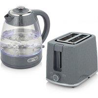 HOMCOM Kettle and Toaster Set, 1.7L 3000W Rapid Kettle with Limescale Filter, 2 Slice Toaster with 7 Browning Controls, Grey