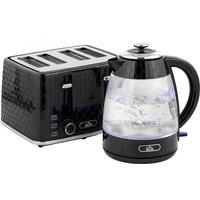 HOMCOM Kettle and Toaster Set, 1.7L 3000W Rapid Kettle with Strix Thermostat, 4 Slice Toaster with 7 Browning Controls, Black