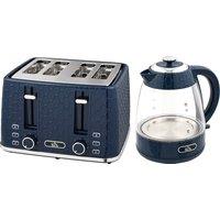 HOMCOM Kettle and Toaster Set, 1.7L 3000W Rapid Boil Jug Kettle with Limescale Filter, 4 Slice Toaster, Blue
