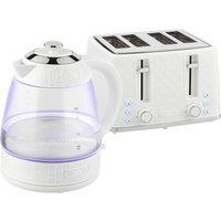 HOMCOM Kettle and Toaster Set, 1.7L 3000W Rapid Kettle with Strix Thermostat, 4 Slice Toaster with 7 Browning Controls, Cream