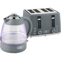 HOMCOM Kettle and Toaster Set, 1.7L 3000W Rapid Kettle with Strix Thermostat, 4 Slice Toaster with 7 Browning Controls, Grey