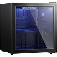 HOMCOM 50L Drinks Fridge, 48 Can Under Counter Freestanding Beer Fridge with LED Light