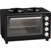 HOMCOM 46L Mini Oven with Dual Hot Plates, Electric Countertop Cooker with Convection, 90230C Adjustable Temperature