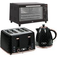 HOMCOM 3 Piece Breakfast Set Adjustable Temp Timer Fast Boil 7 Browning Levels Countertop Use Black