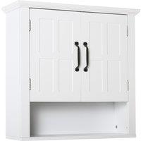 HOMCOM Bathroom Wall Cabinet, Medicine Cabinet, Kitchen Cupboard with 2 Doors and Adjustable Shelf, White
