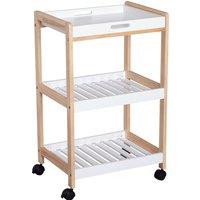 HOMCOM 3-Tier Mobile Kitchen Trolley Cart Storage Shelves Rack Rolling Wheels White 46 x 35 x 74.5 cm