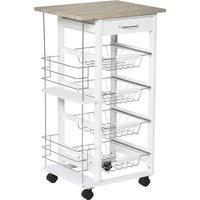 HOMCOM Kitchen Caddy: Movable Storage Marvel with Baskets & Racks, Rustic Brown Organiser Aosom UK