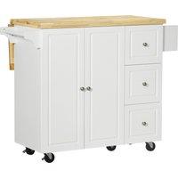 HOMCOM Drop-Leaf Kitchen Island on Wheels Utility Storage Cart with Drawers & Cabinet for Kitchen, Dining & Living Room