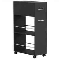 HOMCOM Rolling Storage Unit, 3-Tier Kitchen Cart Trolley with Drawer, Surface Top and 4 Universal Wheels, Black