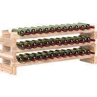 HOMCOM Three-Tier, 36 Bottle Wooden Wine Rack - Natural