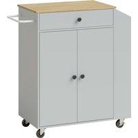 HOMCOM Rolling Kitchen Island with 3-Tier Spice Rack, Kitchen Storage Cart with Drawer and Towel Rack, Light Blue