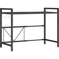 HOMCOM Expandable Microwave Oven Rack with 3 Hooks - Black
