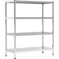 HOMCOM 4-Tier Bakers Rack with Storage, Stainless Steel Microwave Stand with Adjustable Shelves for Small Spaces, Kitchen Storage Unit for Spices, Pots and Pans, Silver Tone