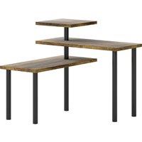 HOMCOM 3-Tier Bakers Rack with Storage, Kitchen Storage Unit, Steel Microwave Stand with Shelves, Rustic Brown