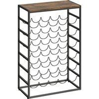 HOMCOM 30 Bottles Wine Rack, 6 Tier Free Standing Wine Storage Holder with Wood Effect Tabletop, Rustic Brown