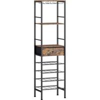 HOMCOM Industrial Wine Bar Cabinet Freestanding Liquor Cabinet 16-Bottle Wine Rack Glass Holder Rustic Brown
