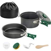 Outsunny Camping Cookware Set, 8-Piece Ultralight Camping Cooking Kit with Anti-Scald Handles, Grey