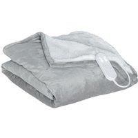 HOMCOM Heated Blanket 180 x 130cm, Electric Throw Blanket with 10 Heat Levels and 10H Timer, Machine Washable Flannel and Cotton Velvet with Overheat Protection, Grey
