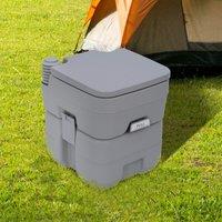 Outsunny 20L Camping Portable Toilet with 2 Detachable Tanks & Push-button Operation for Outdoor Camping & RV Travel, Grey Aosom UK