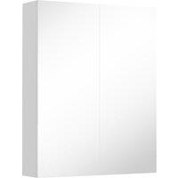 HOMCOM Wall Mounted Bathroom Mirror Storage Cabinet w/ Door Adjustable Shelf, White