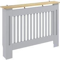HOMCOM Slatted Radiator Cover, Painted Cabinet with Line Grill Design, 112L 19W 81H cm, Grey