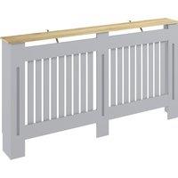 HOMCOM Slatted Radiator Cover, Painted Cabinet with Line Grill Design, 152L 19W 81H cm, Grey