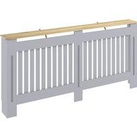HOMCOM Slatted Radiator Cover, Painted Cabinet with Line Grill Design, 172L 19W 81H cm, Grey