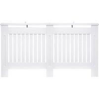 HOMCOM Slatted Radiator Cover Painted Cabinet MDF Lined Grill in White (152L x 19W x 81H cm)