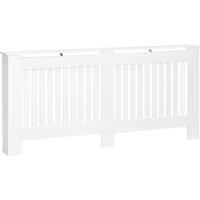 HOMCOM Slatted Radiator Cover Painted Cabinet MDF Lined Grill in White 172L x 19W x 81H cm Aosom UK