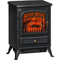 HOMCOM Electric Fire Place 1850W Heater-Black