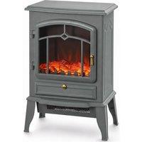 HOMCOM Electric Fireplace Stove, 1000W/2000W, Electric Fire Heater with LED Flame Effect, Adjustable Thermostat, Grey