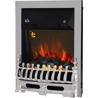 HOMCOM Contemporary Electric Fireplace Coal Burning Flame Effect Inset Fire Place Space Heater Glass View LED Lighting with Remote Control