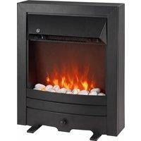 HOMCOM Electric Fireplace Stove Freestanding/Inset, 2000W, Electric Fire with LED Flame, Pebbles, Adjustable Thermostat, Black