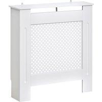HOMCOM Modern Radiator Cover, Wooden Heating Cabinet, Grill Style Diamond Design, Painted White, Small Aosom UK