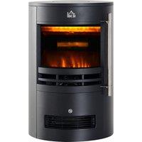 HOMCOM 1000/2000W Freestanding Electric Fireplace, Indoor Heater Fire Stove with Log Burner Effect Flame, Thermostat Control